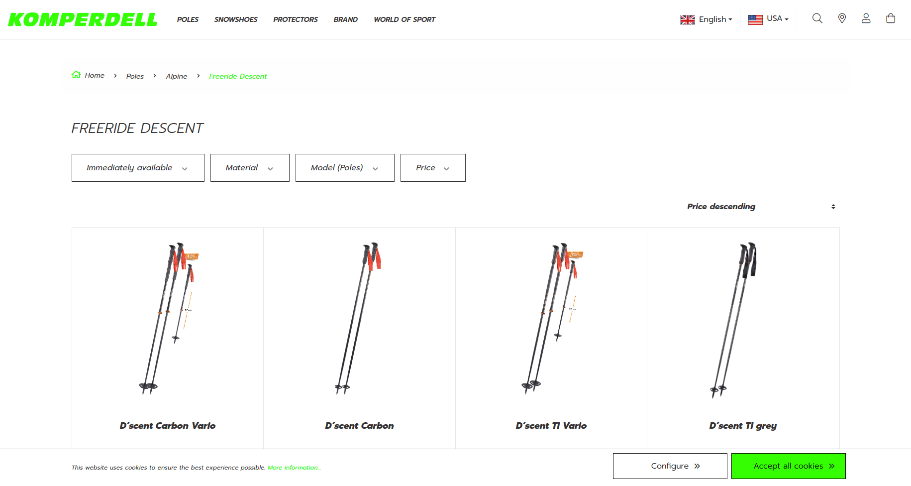 Komperdell Descent Carbon Rocksleeve Vario Ski Poles Screenshot